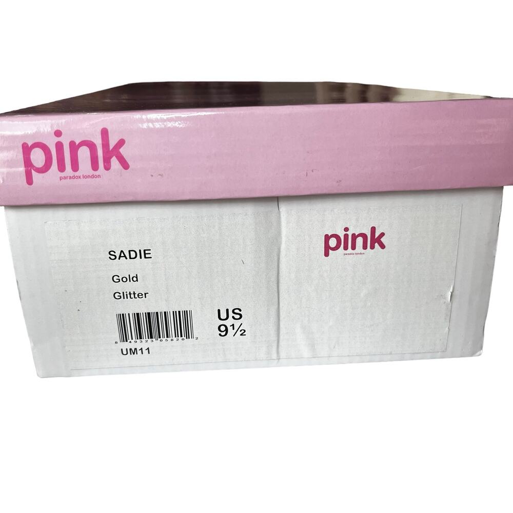 Paradox London PINK Collab “Sadie” GOLD Glitter Sandals 9.5 Glam Formal - Picture 6 of 6